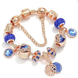 Bracciale e cristallo blu | Oro rosa