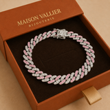 Bracciale a maglia cubana rosé artico | Oro bianco