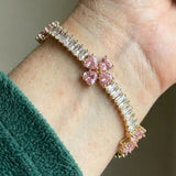 Bracciale a cuore con ametista e quadrifoglio | Oro