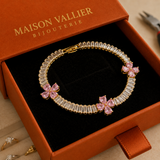 Bracciale a cuore con ametista e quadrifoglio | Oro