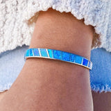 Bracciale in opale blu | Oro bianco