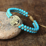 Bracciale fatto a mano albero della vita in turchese | Oro