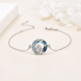 Bracciale regolabile con pendente a forma di cane | Oro bianco