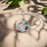 Bracciale regolabile con pendente a forma di cane | Oro bianco