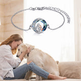 Bracciale regolabile con pendente a forma di cane | Oro bianco