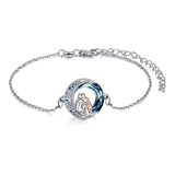 Bracciale regolabile con pendente a forma di cane | Oro bianco