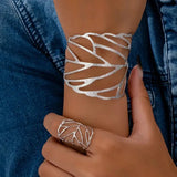 Bracciale retrò con design a foglia | Oro bianco