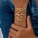 Bracciale retrò con design a foglia | Oro bianco