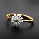Bracciale rétro con margherita e ape | Oro