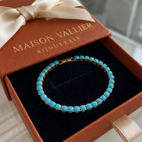 Bracciale da tennis rotondo turchese | Oro