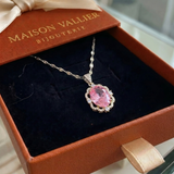 Collana aureola corona ovale rosa | Oro bianco