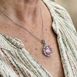 Collana aureola loto rosa | Oro bianco