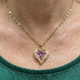 Collana cuore rosa abbraccio d'angelo | Oro