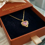 Collana cuore rosa abbraccio d'angelo | Oro