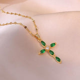 Collana croce smeraldo | Oro
