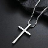 Collana croce con montatura | Oro bianco
