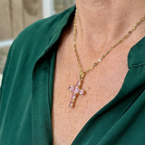Collana croce di Fede rosa | Oro