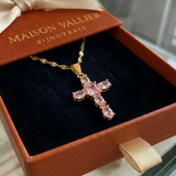 Collana croce di Fede rosa | Oro