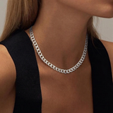 Collana cubana a maglie grandi | Oro bianco