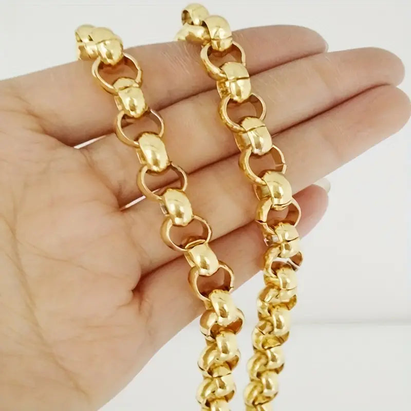 Collana elegante fatta a mano in acciaio inossidabile | Oro bianco