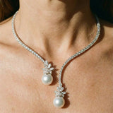 Collana elegante e scintillante in perle | Oro bianco