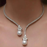Collana elegante e scintillante in perle | Oro bianco