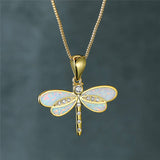 Collana libellula con opale | Oro
