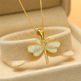 Collana libellula con opale | Oro