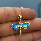 Collana libellula con opale | Oro