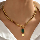 Collana pendente con catena in smeraldo spesso | Oro