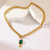 Collana pendente con catena in smeraldo spesso | Oro
