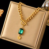 Collana pendente con catena in smeraldo spesso | Oro