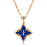 Collana con pendente quadrifoglio blu | Oro