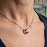 Collana con pendente in ametista con montatura | Oro rosa