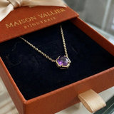 Collana con pendente in ametista con montatura | Oro rosa