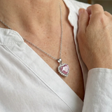 Collana radiance cuore rosa | Oro bianco