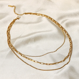 Collana a tre strati in acciaio inossidabile | Oro