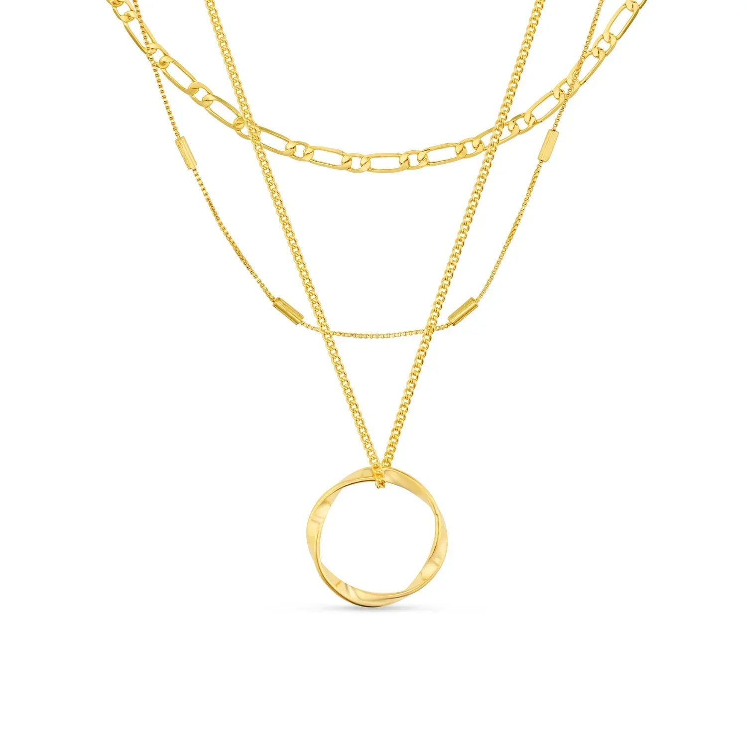 Collana a tre file in cerchio aperto | Oro bianco