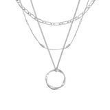 Collana a tre file in cerchio aperto | Oro bianco