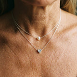 Collana con cuore e margherite | Oro bianco