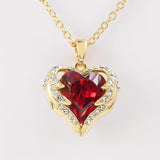 Collana con cuore in rubino angelo | Oro