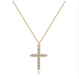 Collana con croce e corona in diamanti | Oro
