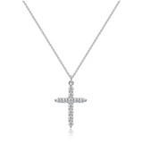 Collana con croce e corona in diamanti | Oro