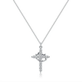 Collana con croce e corona in diamanti | Oro