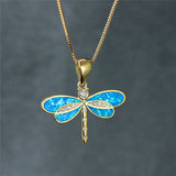Collana con libellula e opale | Oro