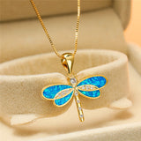 Collana con libellula e opale | Oro