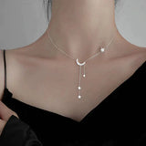 Collana con luna e stelle | Oro bianco