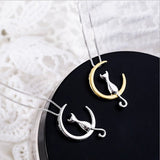 Collana con luna sospesa e gatto | Oro