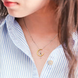 Collana con luna sospesa e gatto | Oro