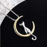 Collana con luna sospesa e gatto | Oro